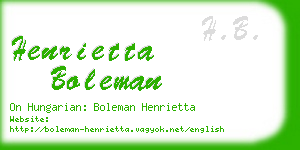 henrietta boleman business card